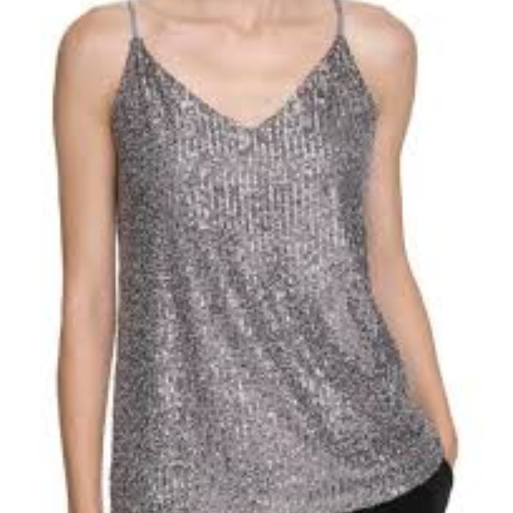NWT Calvin Klein Silver Sequined Tank Top